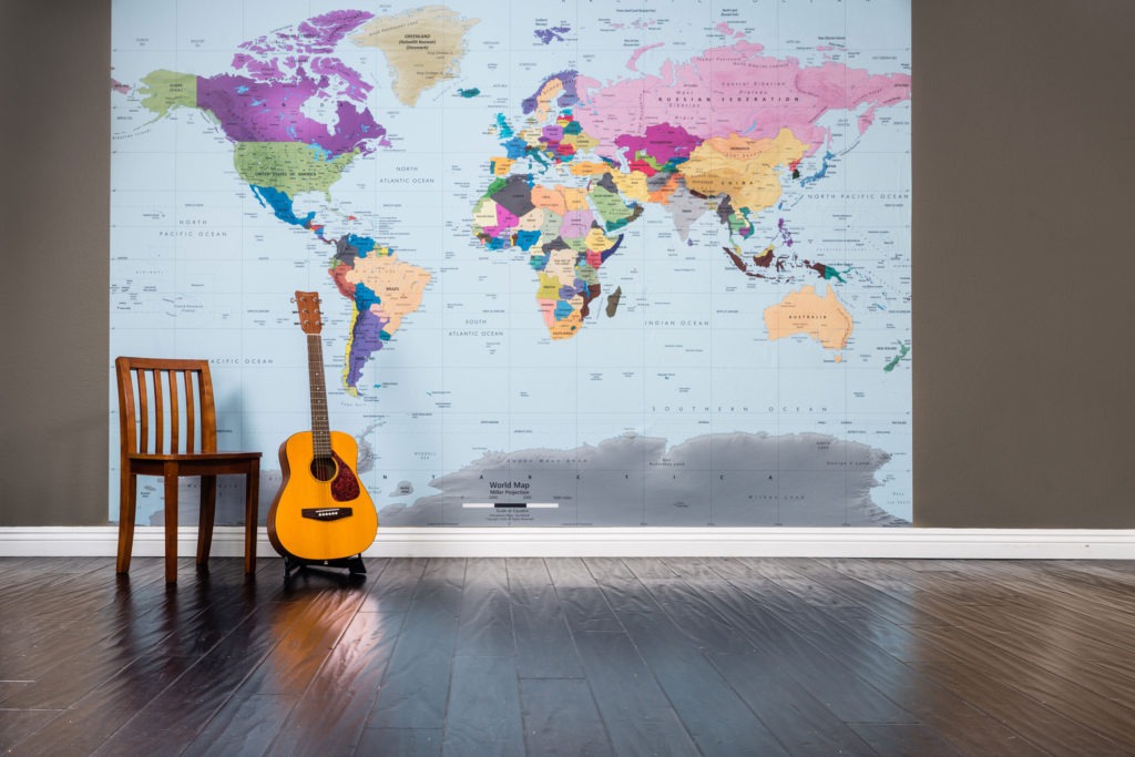 Wall Map w/ Guitar