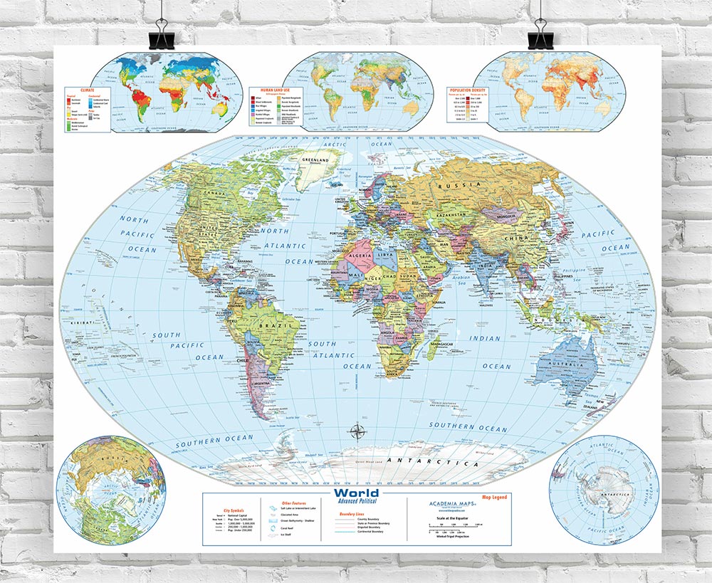 Advanced World Political Classroom Map from Academia Maps