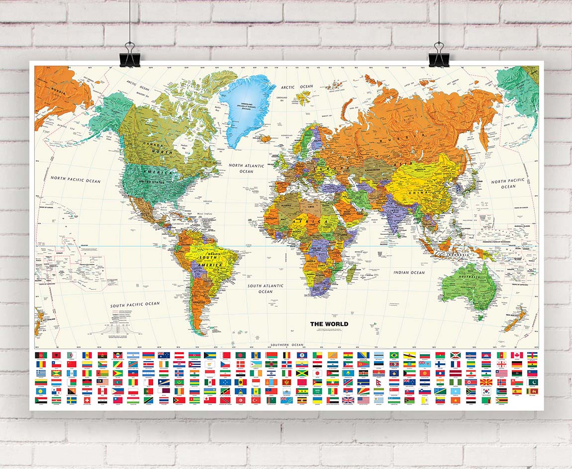 World Map poster for kids - Educational, interactive, wall map