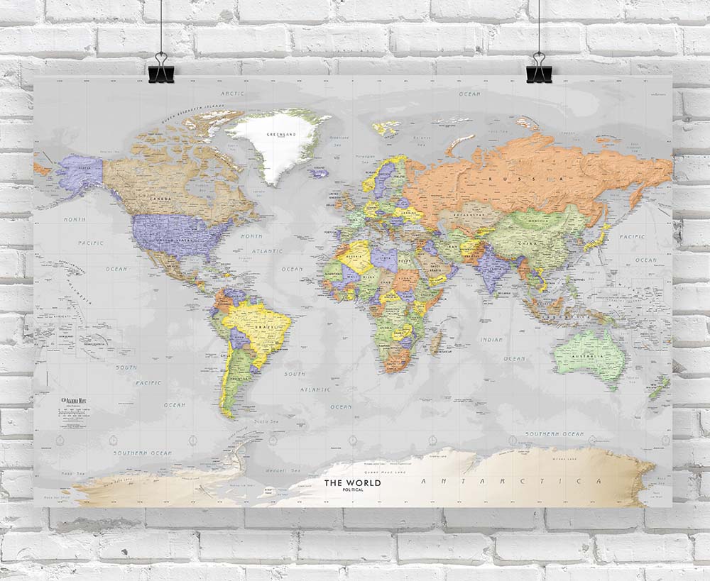 Gray Ocean World Map