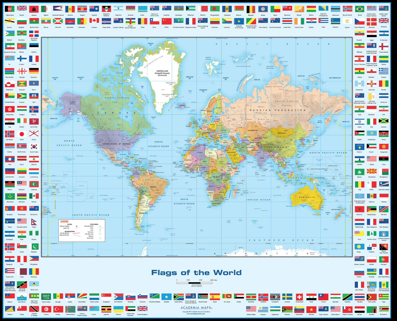 Flags Of the World Political Wall Map