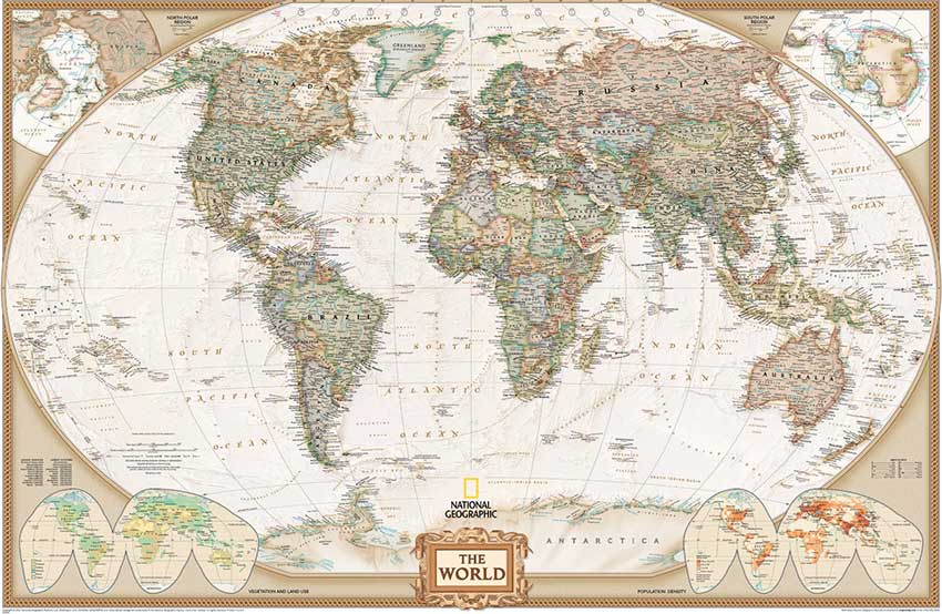 National Geographic World Map Mural - Executive Antique Ocean Political
