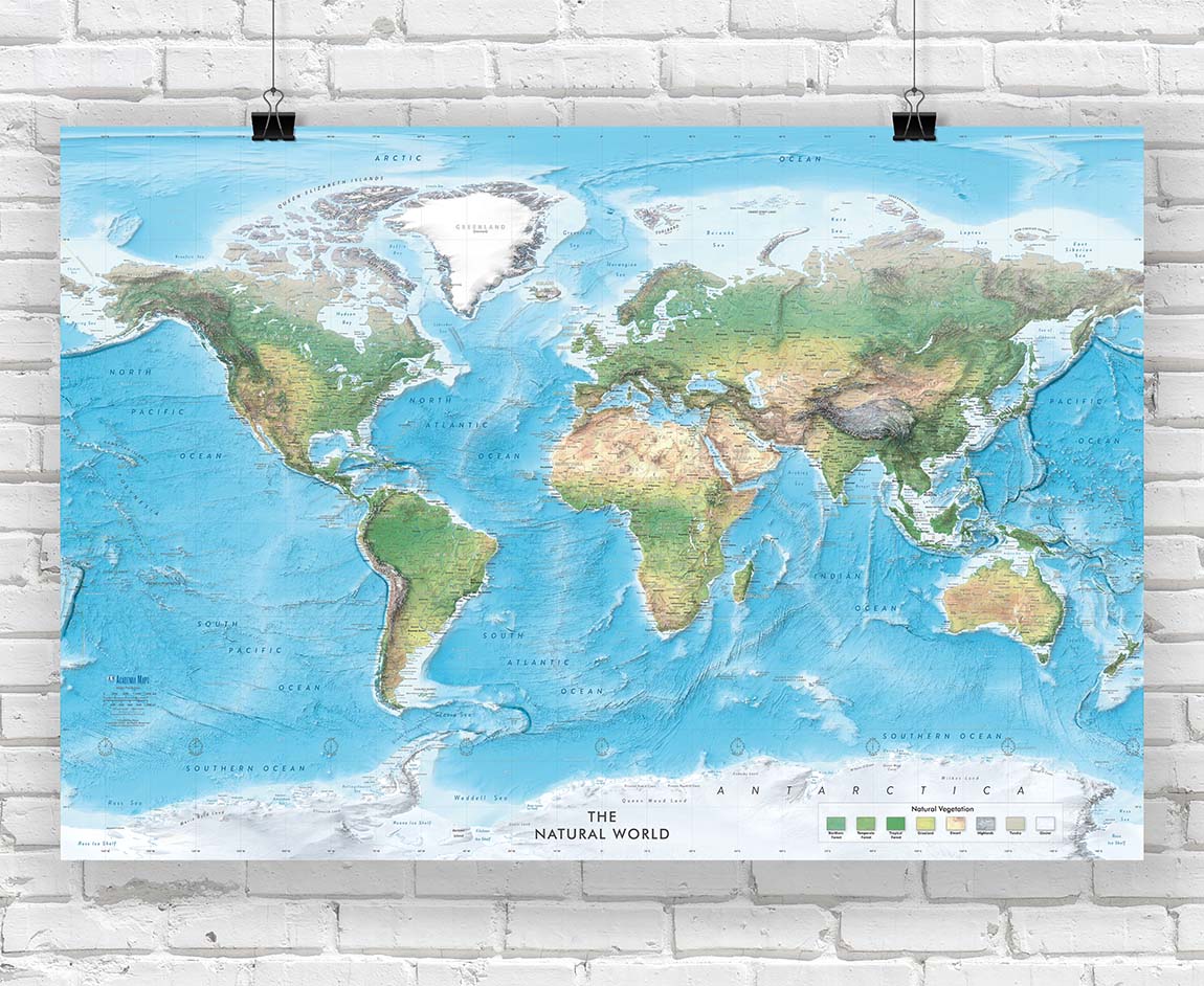 Natural World Physical Wall Map