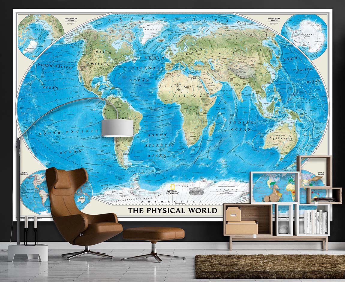 National Geographic World Physical Wall Map