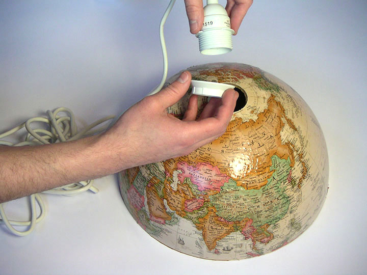 Old Globe Into A Hanging Lamp, World Map Lamp Shade Globe