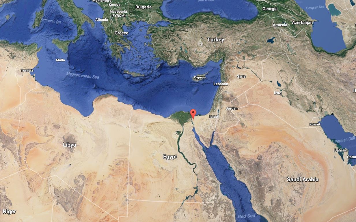 Pinning the location of Suez Canal. Map courtesy of Google.