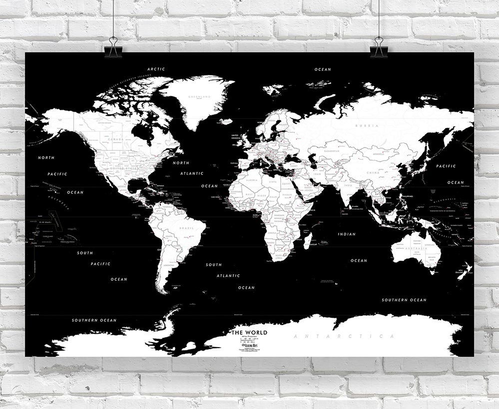 Black White World Map With Names In Dutch Adobe Illustrator Format