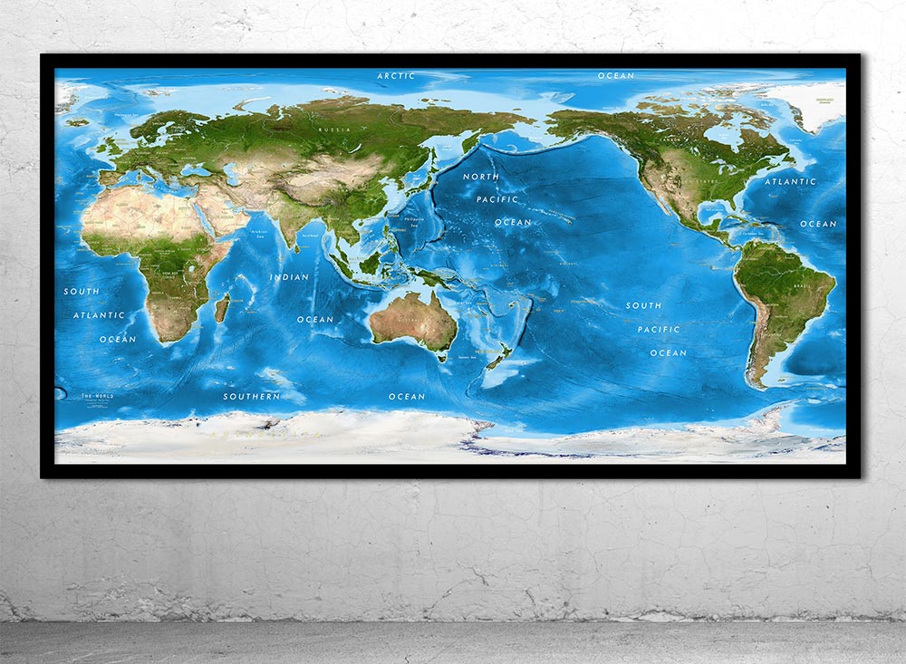 World Pacific Rim Satellite Image Map