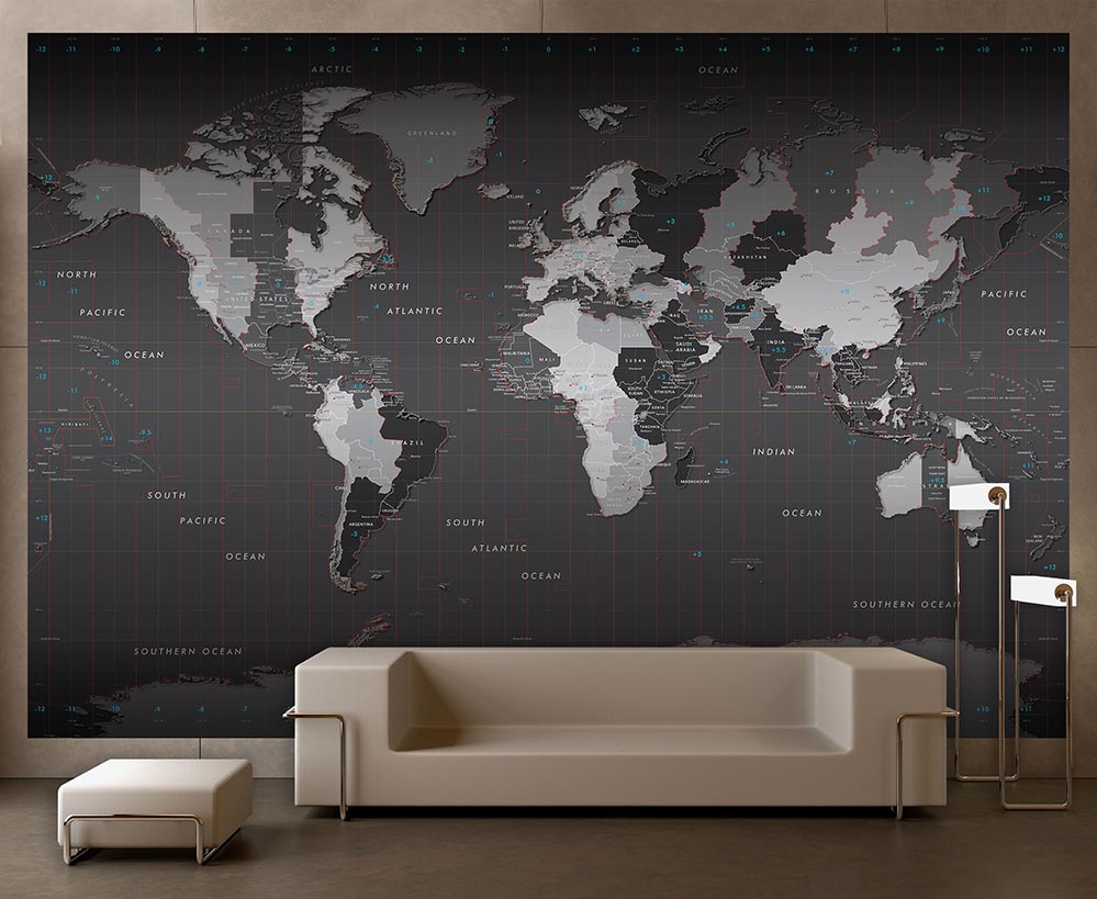 World Time Zones Wall Map